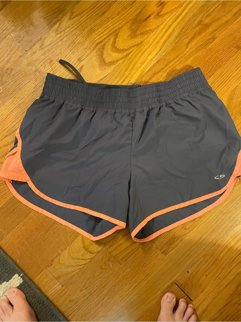 Champion Women's Gray Athletic Shorts with Coral Trim